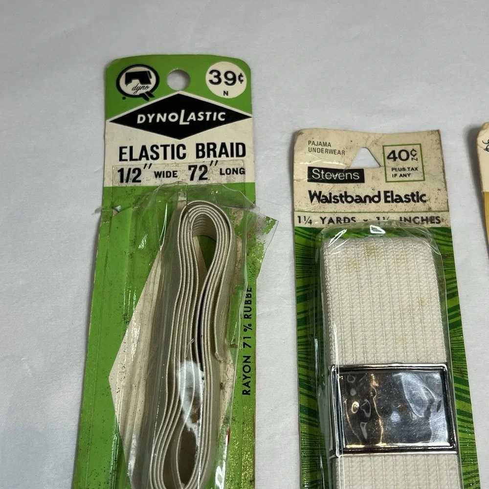 Assorted Vintage Elastic & Waistband Lot Dynolastic Sewco‎ Stevens Braid NOS